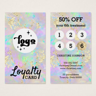 carte de fidélité en opale à paillettes chunky fau