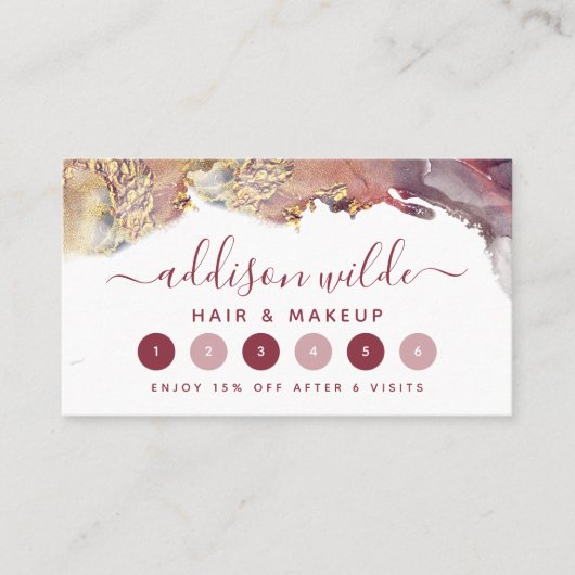 Carte De Fidélité Encre D'Aquarelle Liquide D'Art Moderne Purple Et (Devant)