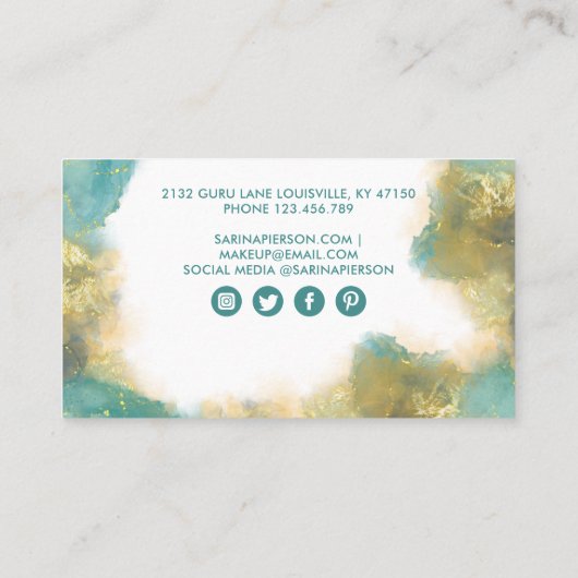 Carte De Fidélité Encre D'Aquarelle Liquide D'Art Moderne turquoise  (Dos)