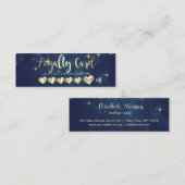 Carte De Fidélité Étoiles Bleues Modernes Coeurs Or Élégants (Devant / Derrière)