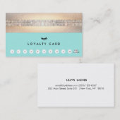 Carte De Fidélité Extensions EyeLash Loyauté Turquoise 10 Punch (Devant / Derrière)