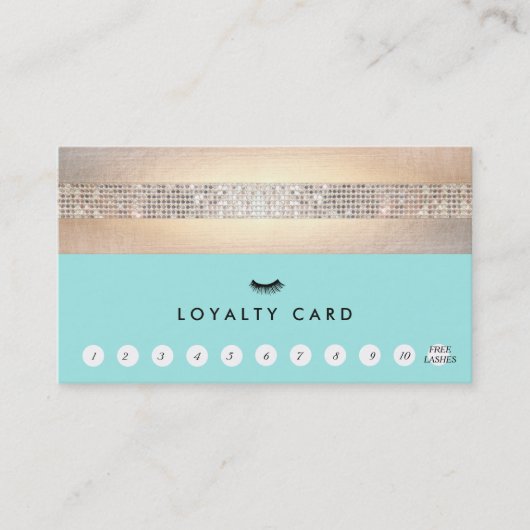Carte De Fidélité Extensions EyeLash Loyauté Turquoise 10 Punch (Devant)