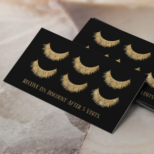 Carte De Fidélité Eyelash Extensions Lash Bar Loyauté Black & Gold