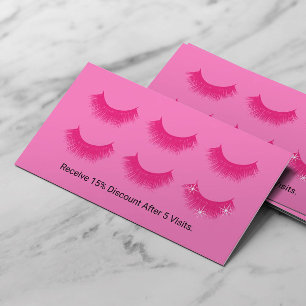 Carte De Fidélité Eyelash Extensions Lash Bar Loyauté noir et rose