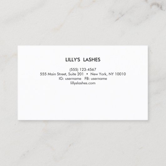 Carte De Fidélité Eyelash Extensions Lash Client Loyalty Punch (Dos)