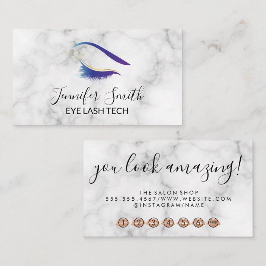 Carte De Fidélité Eyelashes Maquillage Artiste Marbre Loyauté (Devant / Derrière)