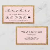 Carte de fidélité Faux Gold & Blush Pink Lashes (Devant / Derrière)