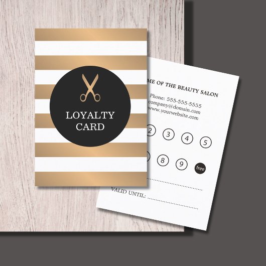Carte de fidélité Faux Gold Striped Grey