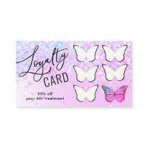 carte de fidélité faux parties scintillant violet 