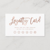 Carte De Fidélité Faux Rose Gold sur le script moderne blanc (Devant)
