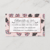 Carte De Fidélité Fille mignonne Floral rose Motif d'ananas noir (Dos)
