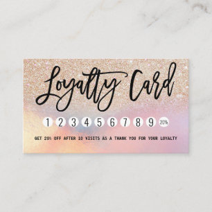 Carte De Fidélité Fille Parties scintillant or Iridescente Holograph
