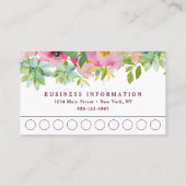 Carte De Fidélité Fleur Chic Mint & Blush Pink Floral Business (Dos)