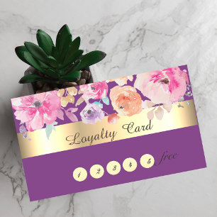 Carte de fidélité Fleurs aquarelle de style modern