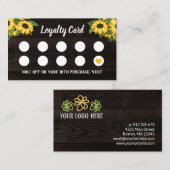 Carte De Fidélité Fleurs de soleil rustiques Grain de bois Coeur jau (Devant / Derrière)