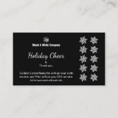 Carte De Fidélité Flocon de neige Noir & Blanc Vacances Merci & Punc (Devant)