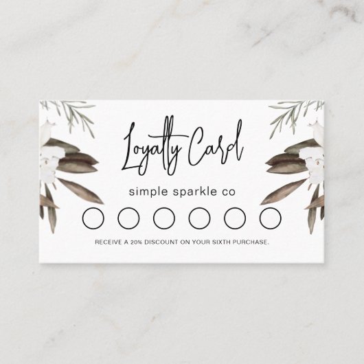 Carte De Fidélité Floral Boho feuilles (Devant)