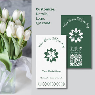 Carte De Fidélité Florist blanc et vert sur mesure