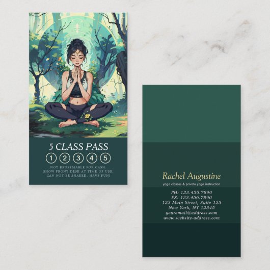 Carte De Fidélité Forêt Yoga Méditation Reiki Instructeur Classe Pas (Devant / Derrière)