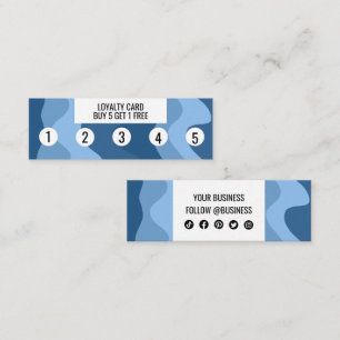 Carte De Fidélité Formes d'onde bleue Façade à la main Icônes social