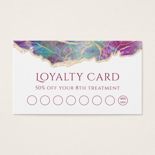 Carte de fidélité Fuchsia aquamarine opal design (Devant)