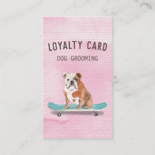Carte de fidélité Fun Pink Buldog Chien Grooming (Dos)