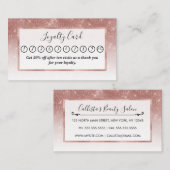 Carte De Fidélité Girl Faux Rose Parties scintillant de séquence or (Devant / Derrière)