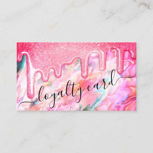 Carte De Fidélité Girly Neon Coral Pearl Parties scintillant Opal Le (Devant)