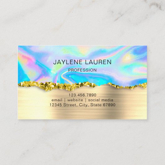 Carte de fidélité Glam Abstrait Faux Holographique (Dos)