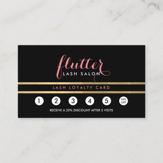 Carte de fidélité Glam Black Pink Gold Lash Salon (Devant)