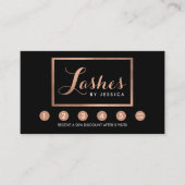Carte De Fidélité Glam Lashes Script Texte Rose Gold/Black Loyalty (Devant)