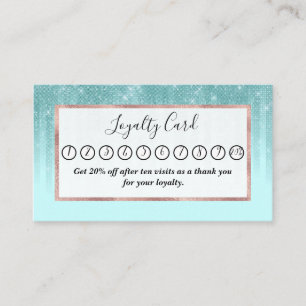 Carte De Fidélité Glam Mint Green Aqua Parties scintillant Gradient 