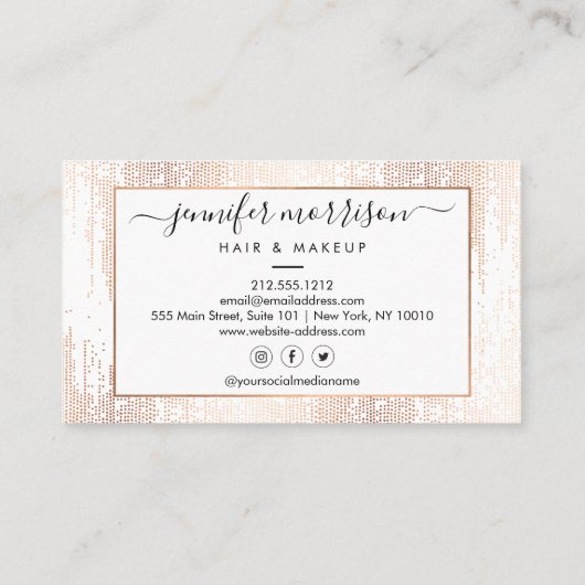 Carte De Fidélité Glam Script Rose Gold Confetti Rain Nomination (Dos)