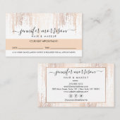 Carte De Fidélité Glam Script Rose Gold Confetti Rain Nomination (Devant / Derrière)