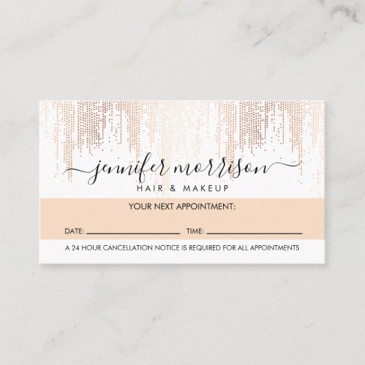 Carte De Fidélité Glam Script Rose Gold Confetti Rain Nomination (Devant)