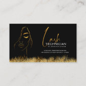 Carte De Fidélité Glamorous Black & Gold Lash Tech Loyalty Card (Devant)