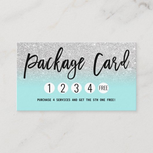 Carte De Fidélité Glamour Chint Mint Argent Parties scintillant Mode (Devant)