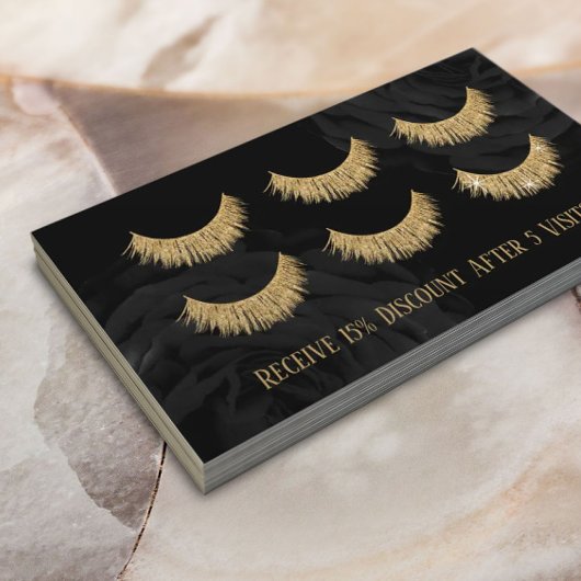 Carte De Fidélité Gold Eyelash Extensions Lash Bar Black Floral