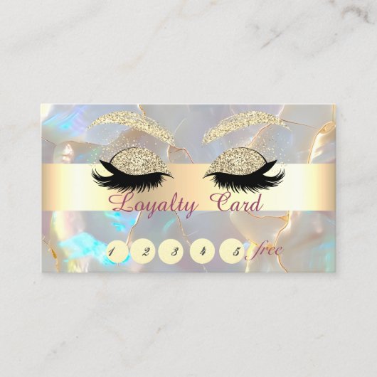 Carte De Fidélité Gold Glitter Faux Lashes Opal Stone (Devant)