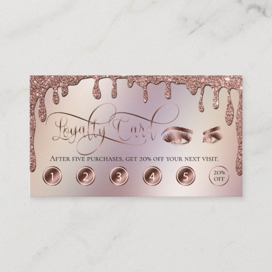 Carte de fidélité Gold Maquillage de goutte de bea (Devant)