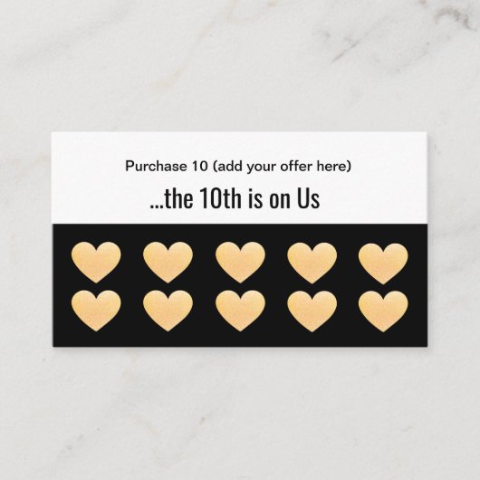 Carte De Fidélité Gold Parties scintillant Heart 10 Salon Punch Fidé (Devant)