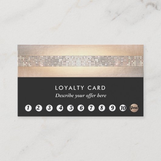 Carte De Fidélité Gold Sequin Black Loyalty 10 Punch Beauty Salon (Devant)