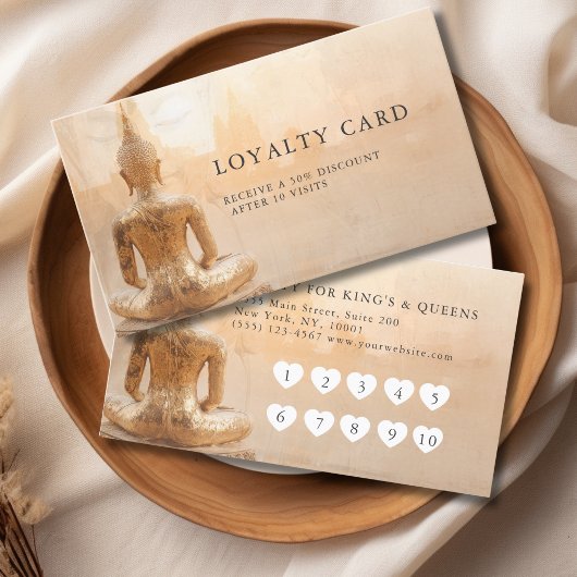 Carte De Fidélité Golden Buddha Heart Salon 10 Visit Loyalty Card