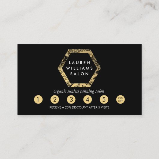 Carte De Fidélité Golden Palms Spray Tanning Logo Black Loyalty Card (Devant)