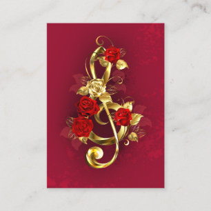 Carte De Fidélité Golden Treble Clef avec fleurs Roses