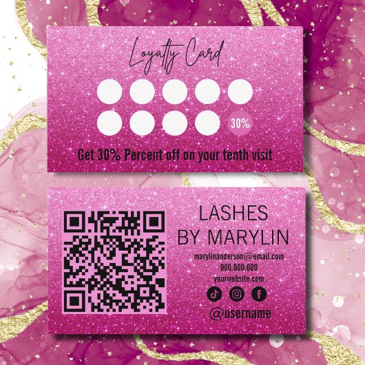 Carte De Fidélité Gras Fuchsia Parties scintillant Ombre Lash Techni
