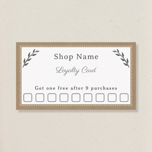 Carte de fidélité Gray, Kraft et Rustique