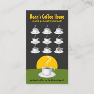 Carte De Fidélité Green Black Coffee Shop Loyalty Awards Punch Café