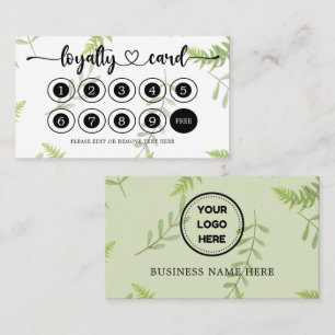 Carte De Fidélité Green Business Logo Magasin Salon Café