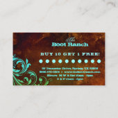 Carte De Fidélité Grunge florale occidentale de bleu de brun de (Dos)